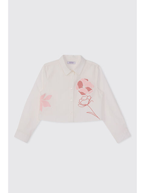Panço Kız Çocuk Baskı Detaylı Ekru Gömlek - S000514540-19965
