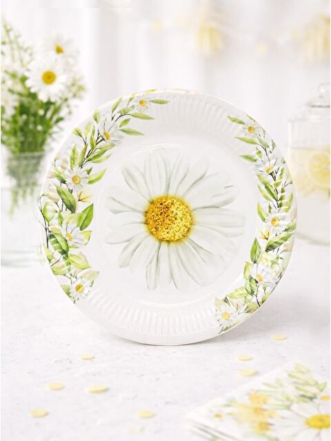 Parti Adresi Papatya Temalı Tabak Karton Doğum Günü Tabağı 8'li - S000524885-20063