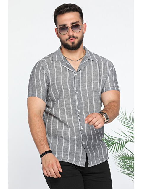 Mishar İtalia Slim Fit Çizgili Keten Gömlek - S000309331-29666