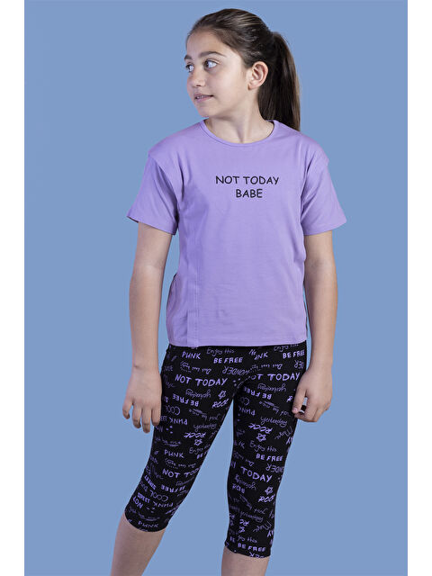 Toontoykids Kız Çocuk Kesik Detaylı Baskılı Taytlı Takım - S000271103-17878