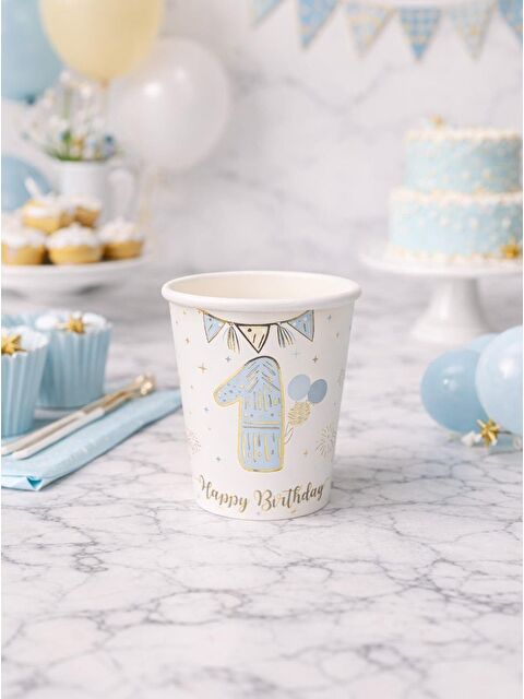 Parti Adresi 1 YaşMavi Gold Doğum Günü Parti Bardağı – 6'lı - S000524898-17234