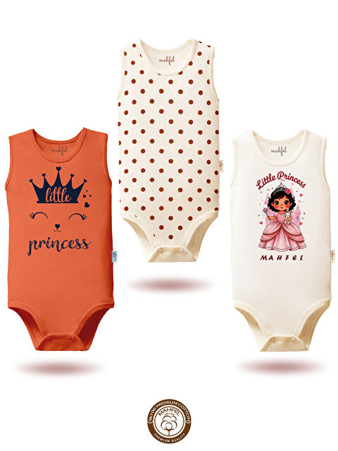 Mahfel 3'Lü Kız %100 Pamuklu Atlet Çıtçıtlı Bebek Body Zıbın 881-604