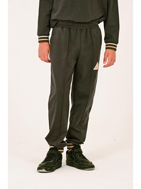 JAZZİEE Unisex Çocuk Baskı Detaylı Eşofman Altı - Haki - S000316676-18547