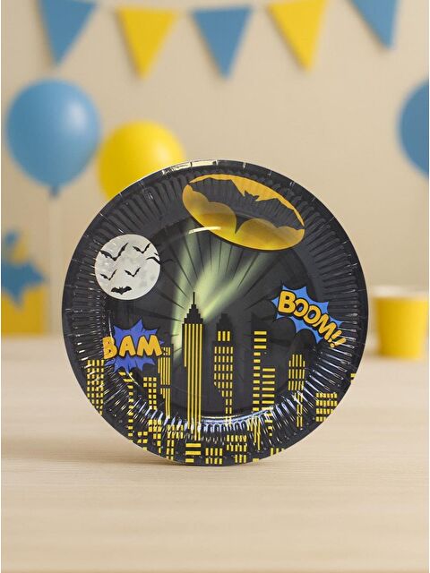 Parti Adresi Yarasa Batman Temalı Tabak Karton Doğum Günü Tabağı 8'li - S000524913-19351