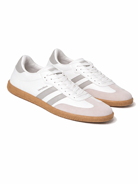TONNY BLACK Unisex Gri Beyaz Termo Taban Yanı Şeritli Bağcıklı Spor Ayakkabı - S000320416-37276