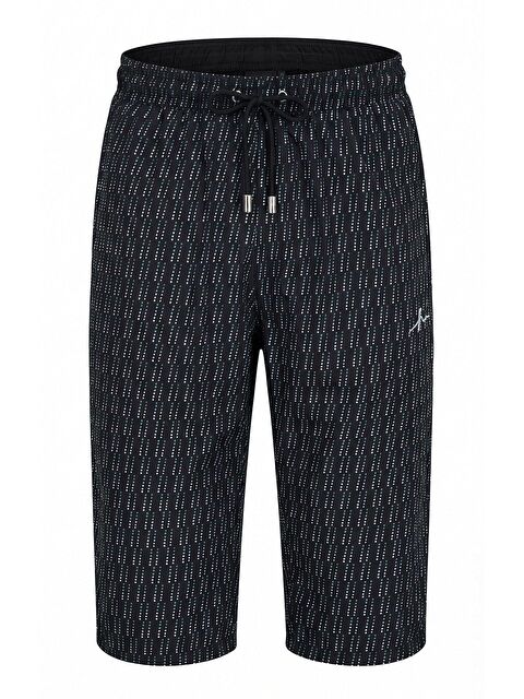 Haşema Puantiye Desenli Siyah Uzun Erkek Havuz Ve Deniz Şortu 6010 - S000527423-19351