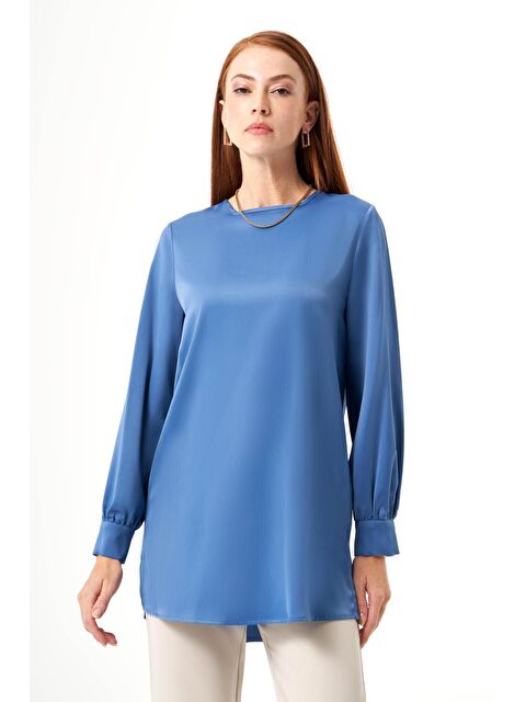 Mizalle Bsc O Yaka İndigo Tunik - S000085651-23093