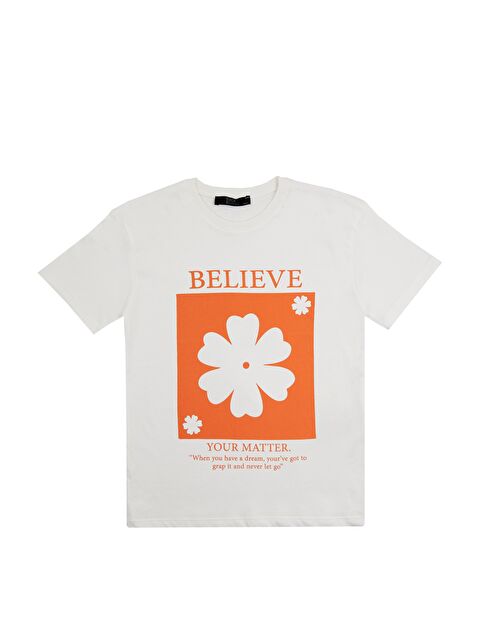 Chandraswear Kız Çocuk Beyaz Tshirt Baskılı- Soft - S000206349-20063