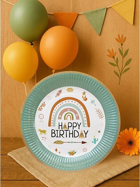 Parti Adresi Retro Temalı Tabak Karton Doğum Günü Parti Tabağı 8'li - S000524919-18194