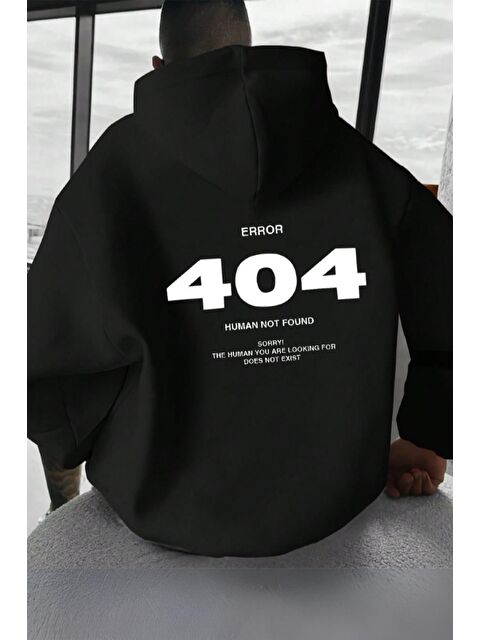 Oksit Human Arka Baskılı Pamuklu  Erkek Kapüşonlu Sweatshirt Hoodie - S000274568-19351