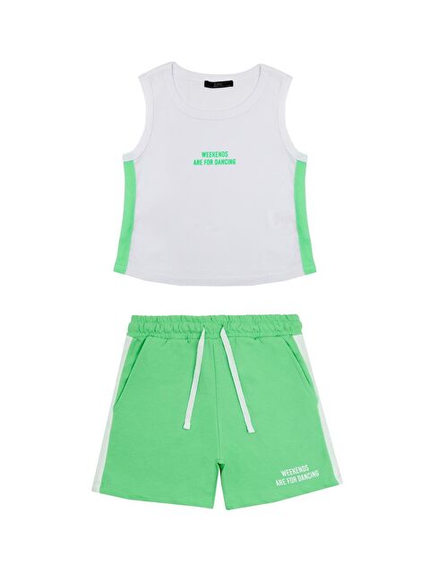 Chandraswear Kız Çocuk Yeşil Şort Tshirt Takım - S000206351-18194