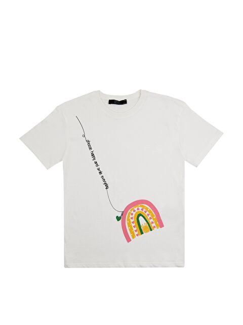 Chandraswear Kız Çocuk Beyaz Tshirt Baskılı- Wear - S000206344-20063