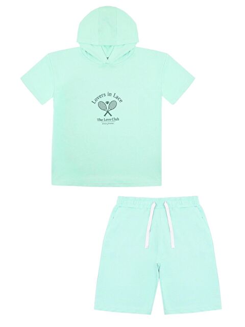 Chandraswear Kız Çocuk Turkuaz Şort Tshirt Takım - Lili - S000206353-20055