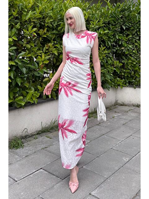 Madmext Pembe Desenli Midi Boy Kadın Elbise Mg2464 - S000440000-20024