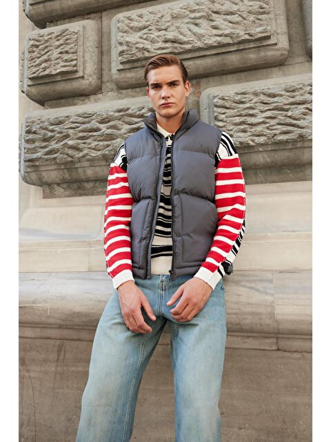 Danger Erkek Dolgulu Şişme Yelek Antrasit - S000261867-29666