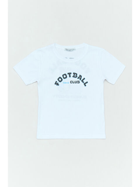 Fullamoda %100 Pamuk Önü Ve Arkası Football Baskılı Erkek Çocuk Tişört - S000381185-20063