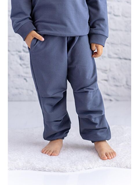 MİNİNİO Erkek Bebek Pile Detaylı Eşofman Altı - Antrasit - S000363723-29666