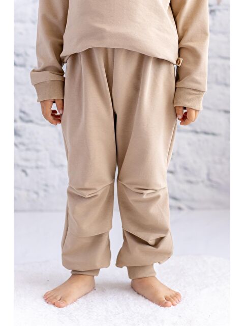 MİNİNİO Erkek Bebek Pile Detaylı Eşofman Altı - Bej - S000363726-19928