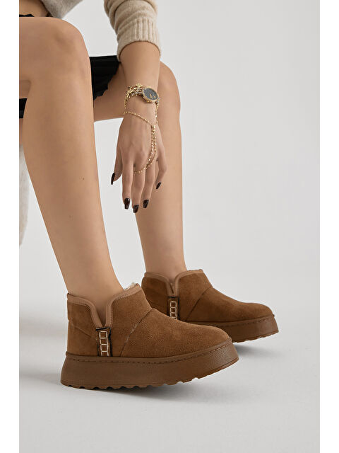 TONNY BLACK Kadın Taba Kalın Poli Taban İçi Astarlı Süet Görünümlü Günlük Bot - S000493970-19413