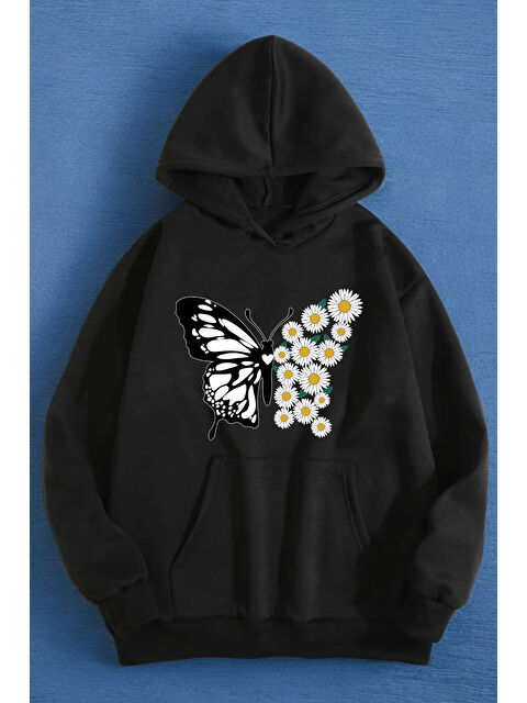 uyguntarz Papatya Kelebek Baskılı Oversize Sweatshirt - S000265660-19351