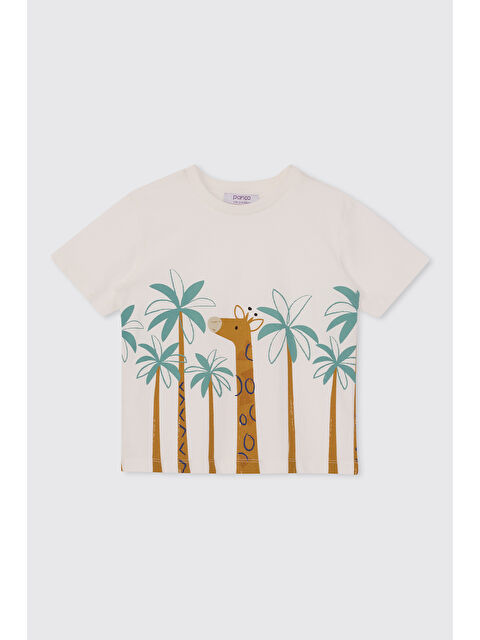 Panço Erkek Bebek Baskılı Ekru Tişört - S000514545-19965