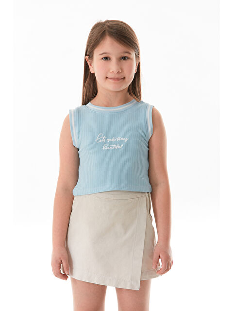 Fullamoda Fitilli Yazı Baskılı Halter Yaka Kız Çocuk Body - S000381195-17234