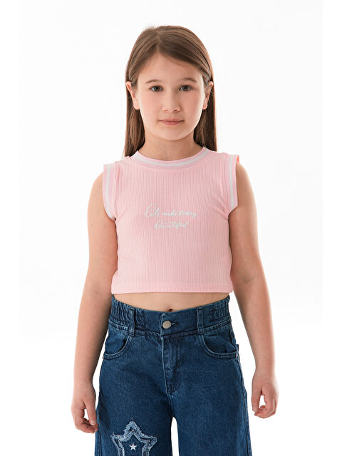 Fullamoda Fitilli Yazı Baskılı Halter Yaka Kız Çocuk Body - S000381195-23490