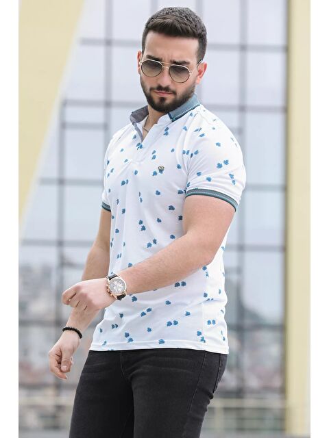 Mishar İtalia Yaprak Desenli Elastanlı Erkek Polo Yaka Tişört - S000303294-20063