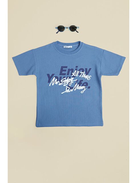 Fullamoda Yazı Baskılı Petek Kumaş Erkek Çocuk Tişört