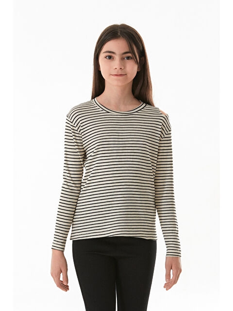 Fullamoda Omzu Pencere Detaylı Çizgili Kız Çocuk Body - S000381196-19351