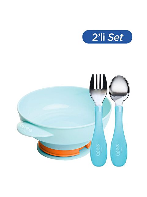 WEE BABY Süper Vakumlu Tabak ve Çelik Kaşık Çatal Seti Erkek - S000502939-17234