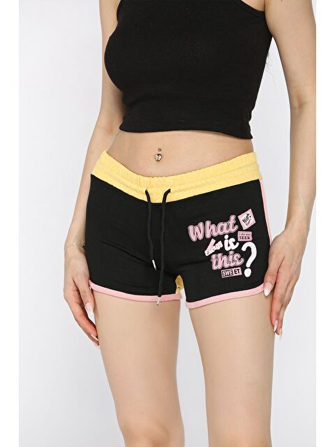 Gülseli Kadın Biyeli Baskılı Mini Şort - S000399249-37446