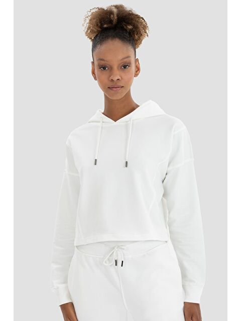 Superstacy Lisa Oversize Krem Crop Hoodie - S000221411-19966