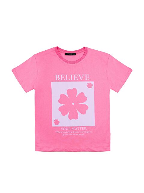 Chandraswear Kız Çocuk Pembe Tshirt Baskılı- Soft - S000206349-20024