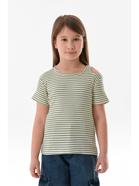 Fullamoda Omzu Pencere Detaylı Çizgili Kız Çocuk Body - S000381199-18194