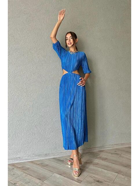 Jane's Mavi Piliseli Elbise