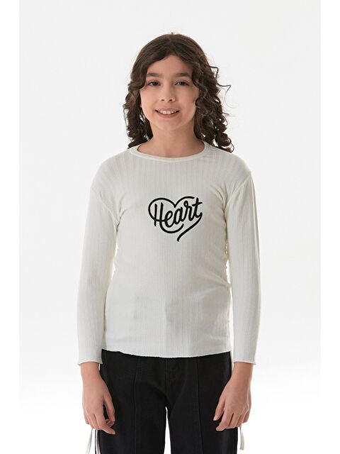 Fullamoda Fitilli Heart Baskılı Yanları Büzgülü Kız Çocuk Body - S000381202-19965