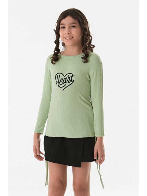 Fullamoda Fitilli Heart Baskılı Yanları Büzgülü Kız Çocuk Body - S000381202-20054