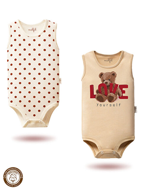 Mahfel 2'Li Kız %100 Pamuklu Atlet Çıtçıtlı Bebek Body Zıbın 30