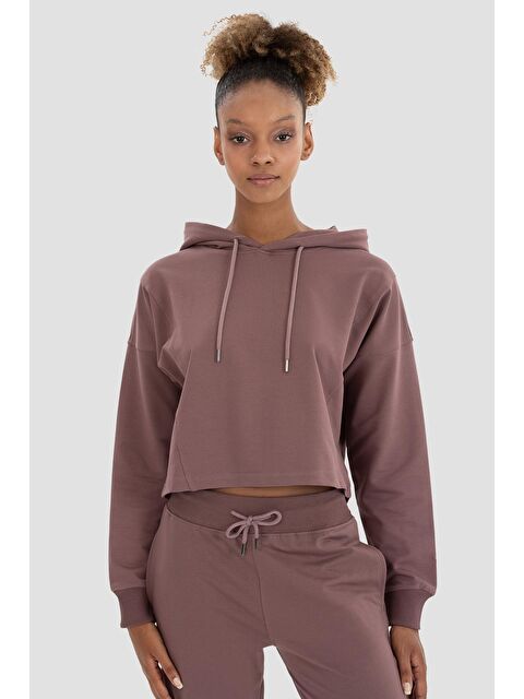Superstacy Lisa Oversize Koyu Gül Crop Hoodie - S000221413-20030