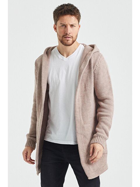 Tarz Cool Erkek Kapüşonlu Cepli Panço Triko Hırka - S000223227-19966