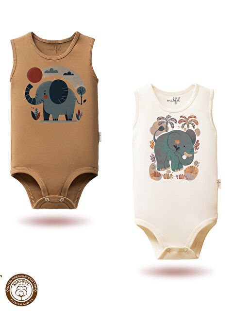 Mahfel 2'Li Kız %100 Pamuklu Atlet Çıtçıtlı Bebek Body Zıbın 740-824