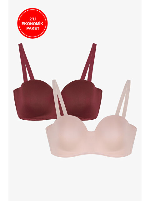 Koza İç Giyim 2'Lİ PAKET - Kadın Dolgusuz Mikro Straplez Sütyen - S000427842-37199