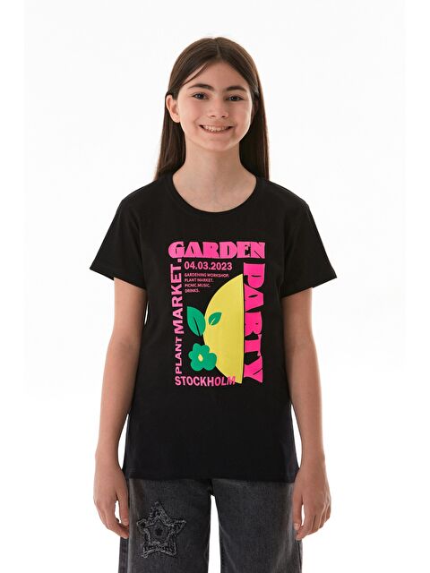 Fullamoda %100 Pamuk Slogan Baskılı Kız Çocuk Tişört - S000381205-19351