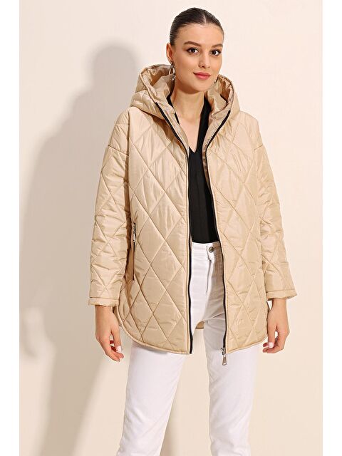 Bigdart 5181 Kapüşonlu Kapitone Mont - Bej - S000119525-19928