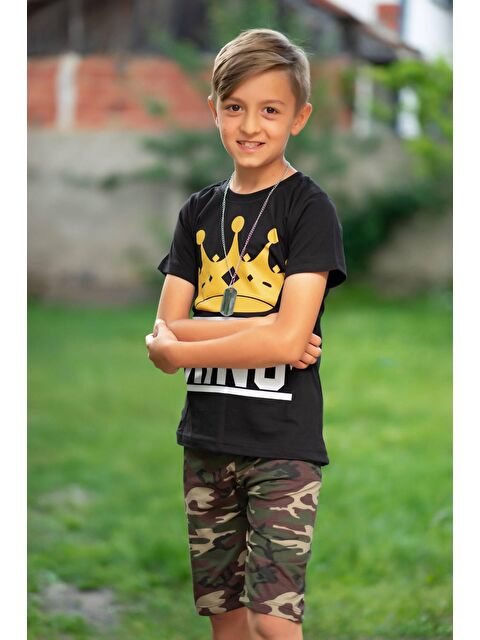 Harika Kids Erkek Çocuk Asker Kamuflaj Kaprili Takım (Kolye Dahildir) - S000192362-19413