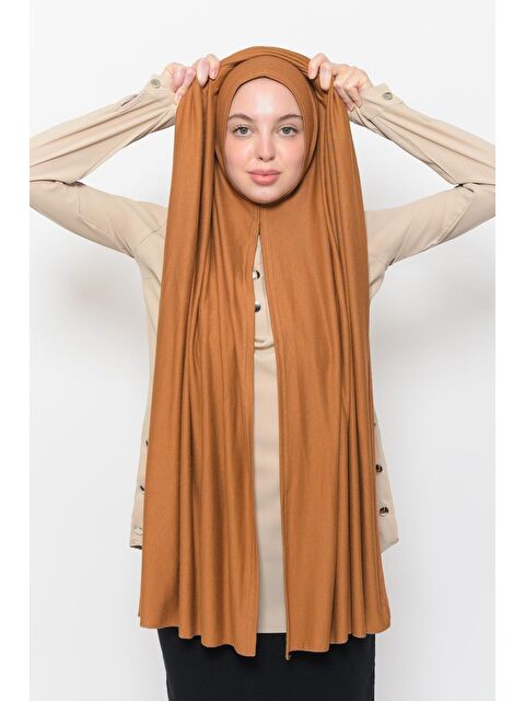 Altobeh Hazır Pratik Geçmeli Lüks Organik Düz Penye Şal Eşit Hizalı - S000377764-14955