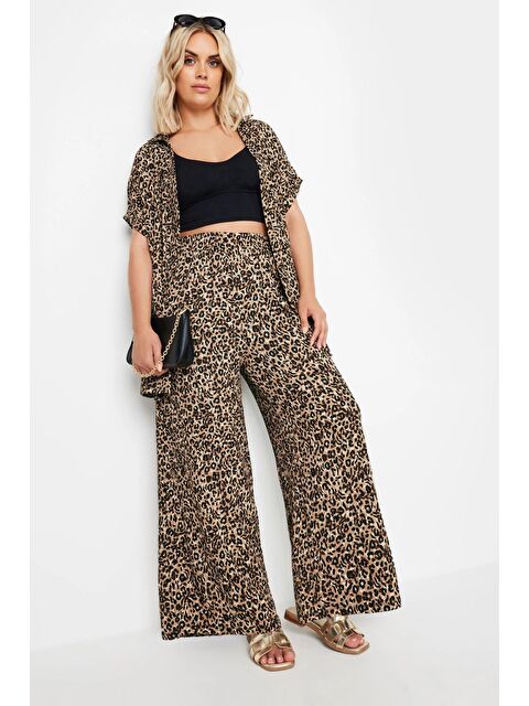 Stil Diva Büyük Beden Beli Lastikli Cepli Desenli Geniş Paça Pantolon 143770 - S000243372-23173