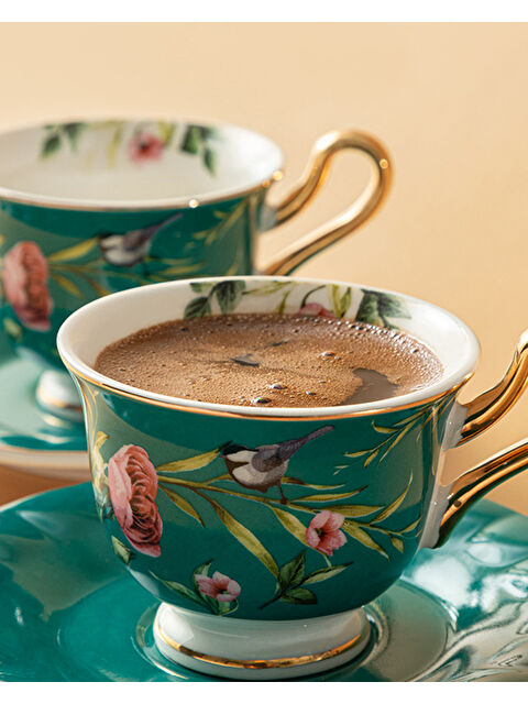 English Home Vanilla New Bone China Kahve Fincan Takımı 4 Parça 2 Kişilik Turkuaz - S000337265-20055