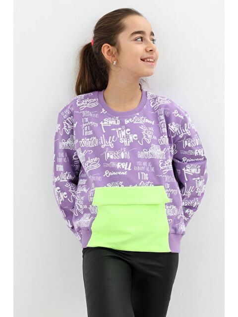 Pengai Kız Çocuk Yazı Baskılı Cepli Sweatshirt 9-14 Yaş 14122 - S000113752-20042